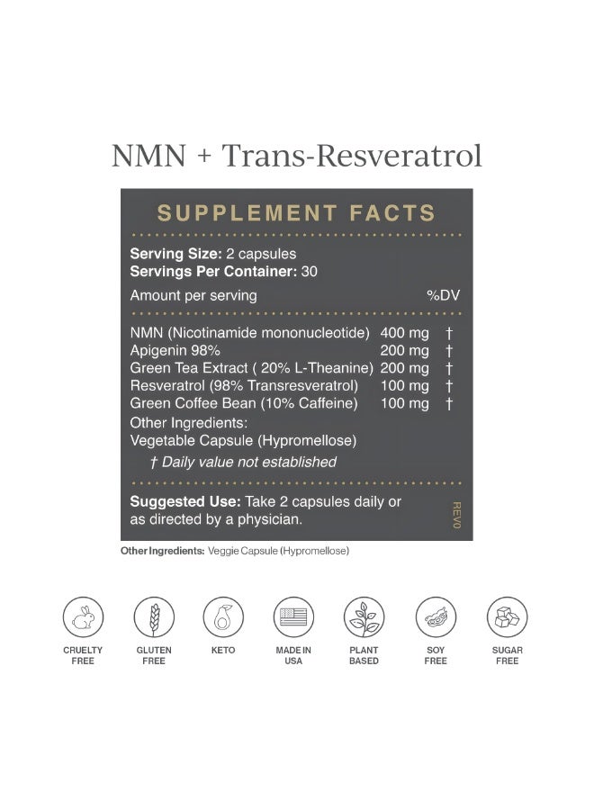 Cymbiotika NMN + Trans-Resveratrol Supplement - Anti-Aging, DNA & Energy Support, Boost Cellular Health & Metabolism | 60 Veggie Capsules - 30 Days Supply - Image 4